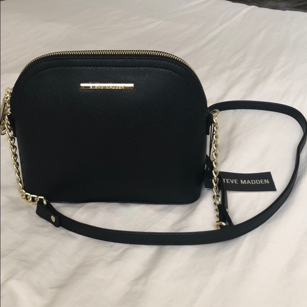 Steve Madden Black/Gold Dome Crossbody Bag
